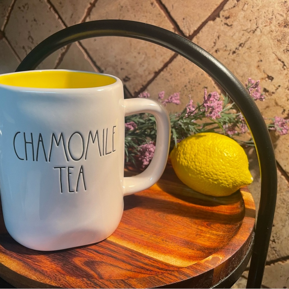 Rae Dunn Chamomile Tea Mug with Yellow Interior